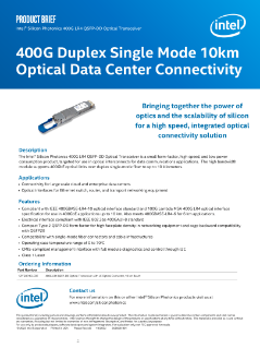 Intel® 矽光子元件 400G 收發器